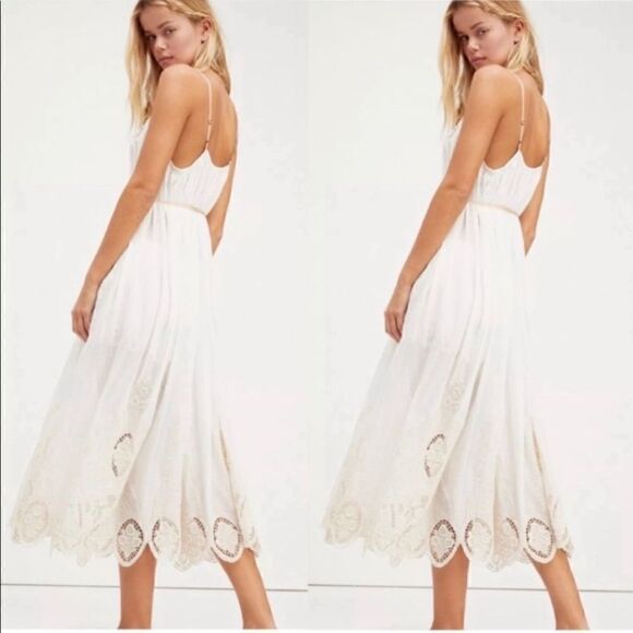 Free People Embroidered Lace Dress & Shorts Set In Ivory Size S - Picture 3 of 9